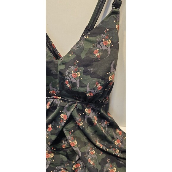 Plus Size 2X Torrid Swimsuit Swim Dress One Piece Babydoll Skull Camo gothic - Picture 2 of 4